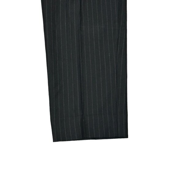 Mens Trousers England Tasmanian Wool Cashmere Black Pinstripe Pants Work - Picture 9 of 16